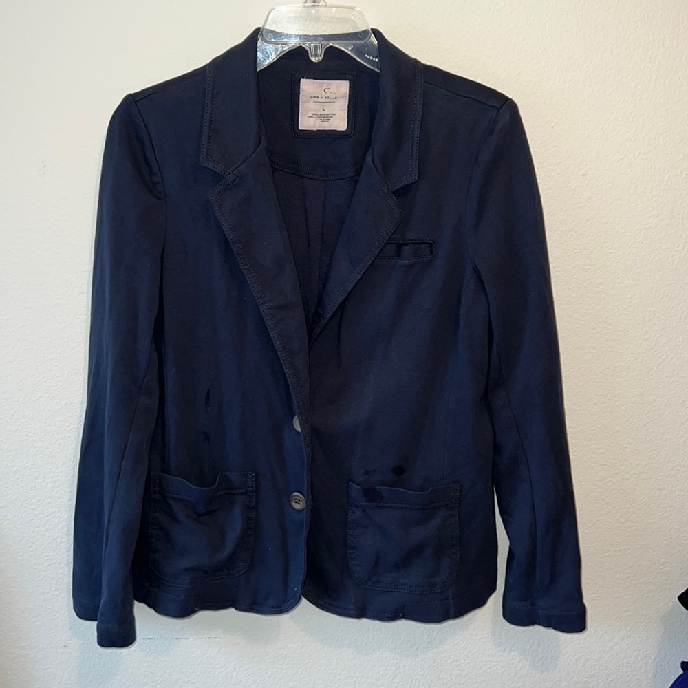 Size Large navy blazer stretchy #E